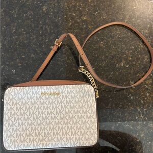 Michael Kors Brown and Cream Crossbody Bag